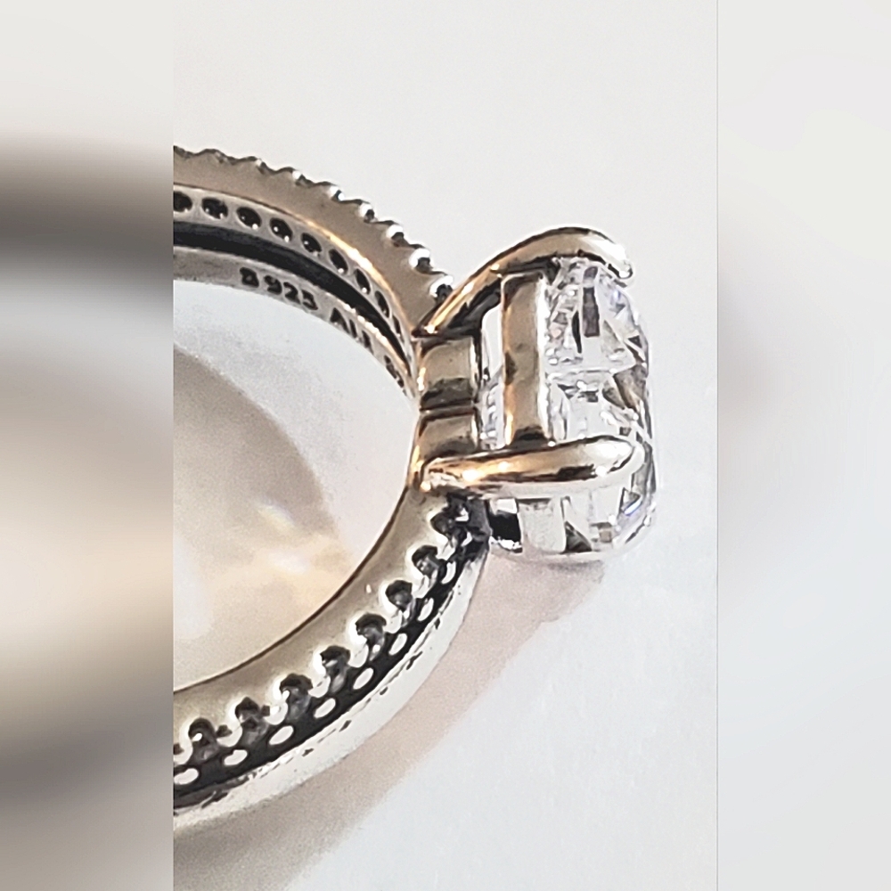 Authentic NEW Pandora Double Band Heart Ring S925ALE CZ - Picture 7 of 10